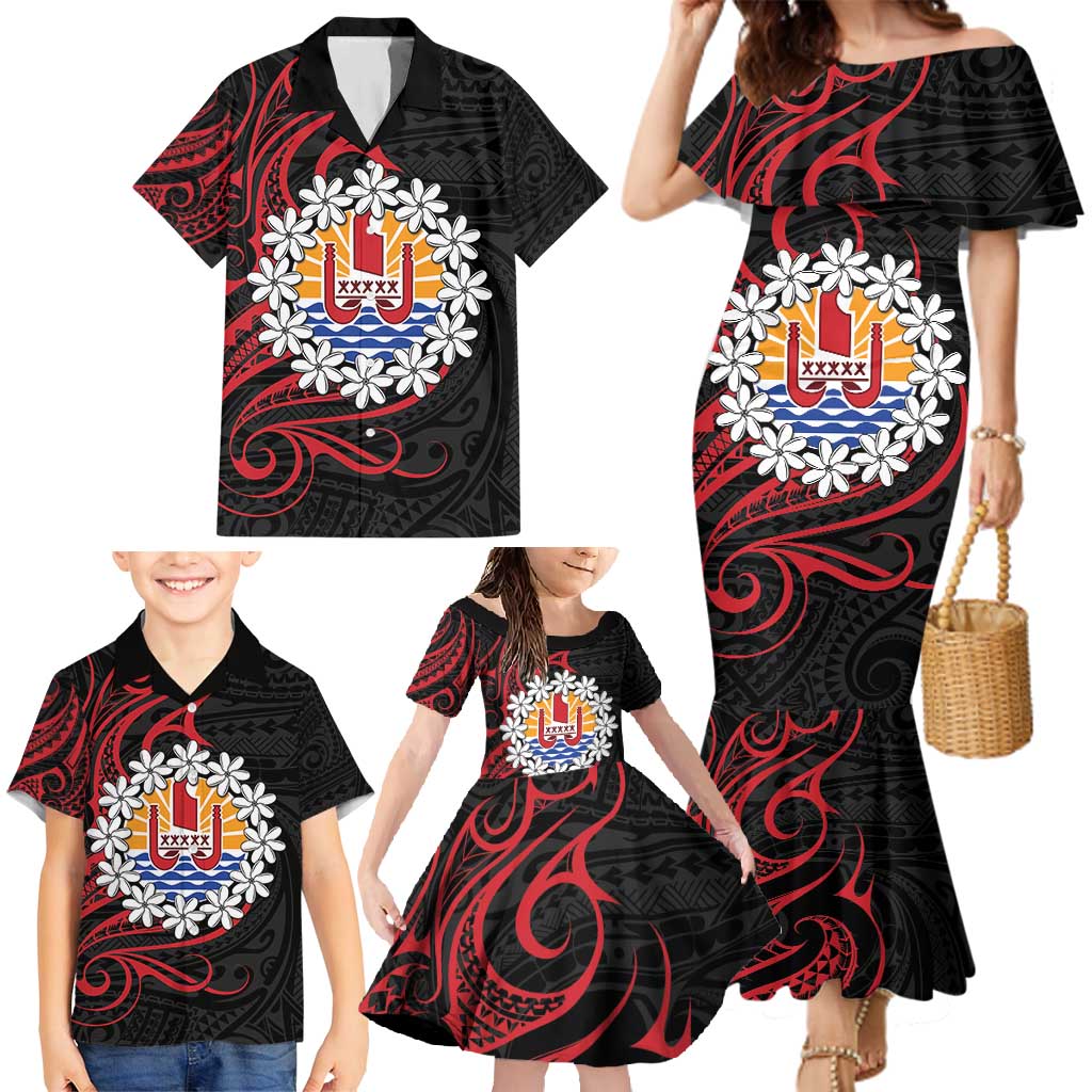 Tahitian Coat Of Arm and Tiare Flower Family Matching Mermaid Dress and Hawaiian Shirt Polynesian Tribal Tattoo LT9 - Polynesian Pride