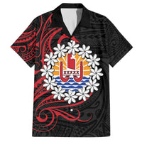 Tahitian Coat Of Arm and Tiare Flower Family Matching Puletasi and Hawaiian Shirt Polynesian Tribal Tattoo