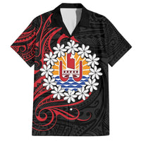 Tahitian Coat Of Arm and Tiare Flower Family Matching Short Sleeve Bodycon Dress and Hawaiian Shirt Polynesian Tribal Tattoo