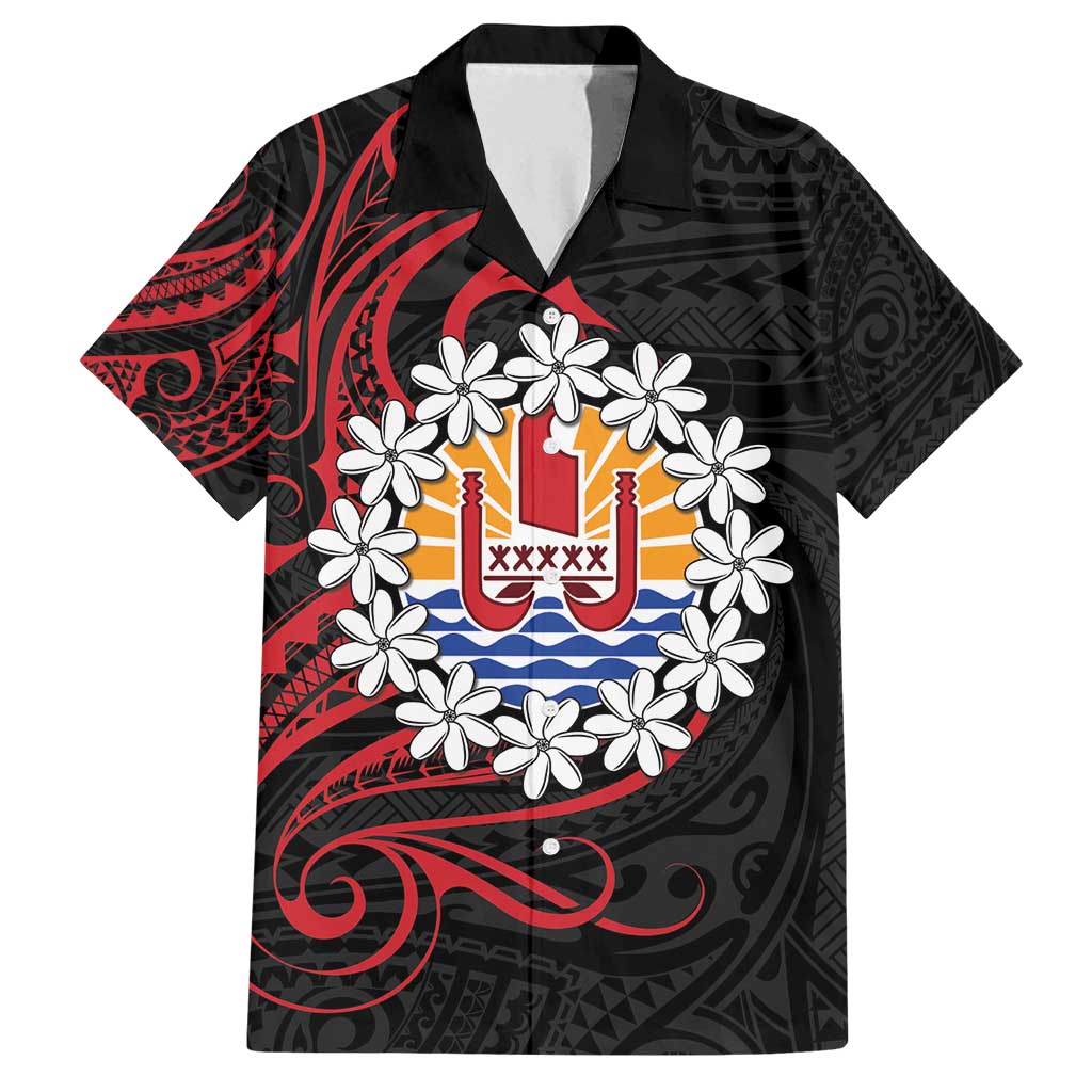 Tahitian Coat Of Arm and Tiare Flower Family Matching Tank Maxi Dress and Hawaiian Shirt Polynesian Tribal Tattoo