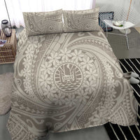 Tahitian Tiare Flower Bedding Set Beige Polynesian Pattern