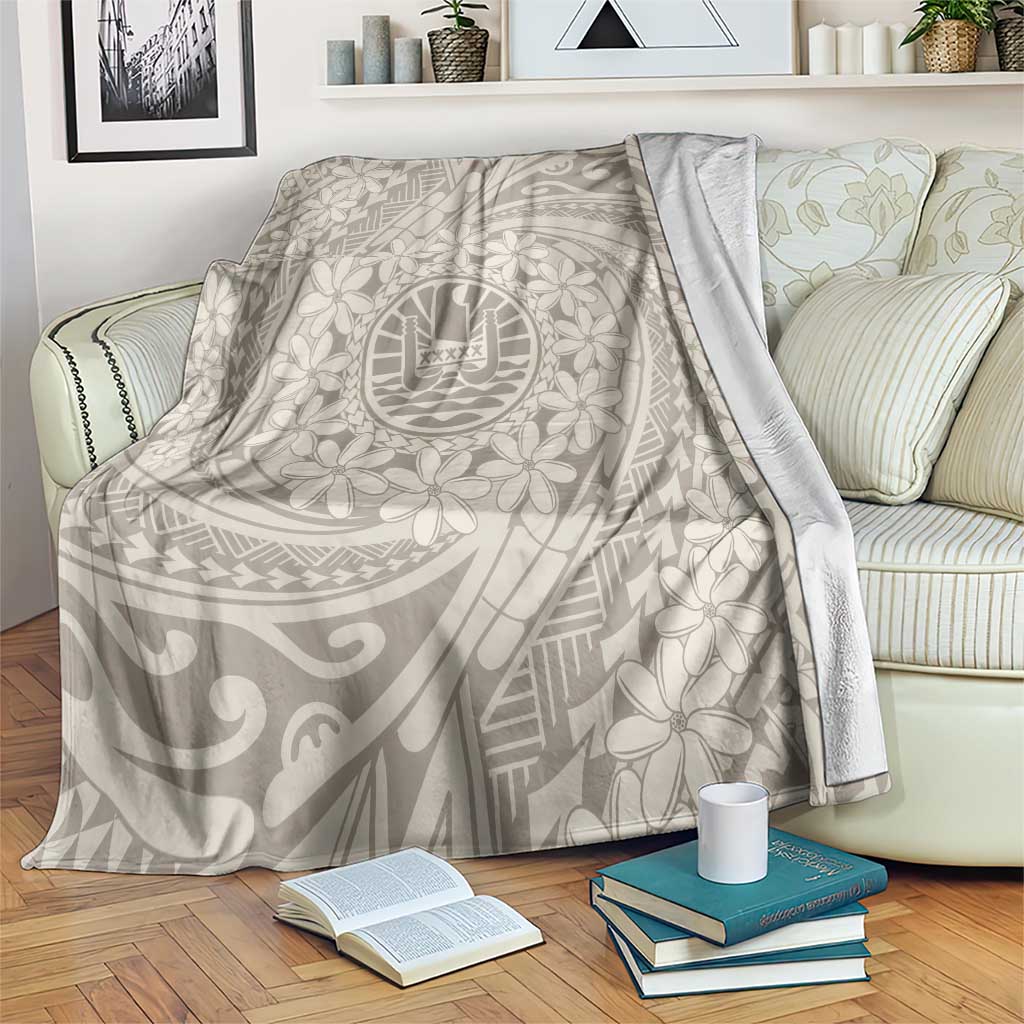 Tahitian Tiare Flower Blanket Beige Polynesian Pattern LT9 Beige - Polynesian Pride