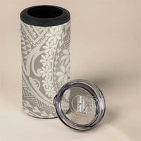 Tahitian Tiare Flower 4 in 1 Can Cooler Tumbler Beige Polynesian Pattern