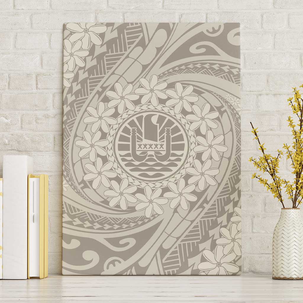 Tahitian Tiare Flower Canvas Wall Art Beige Polynesian Pattern LT9 Without Frame Beige - Polynesian Pride