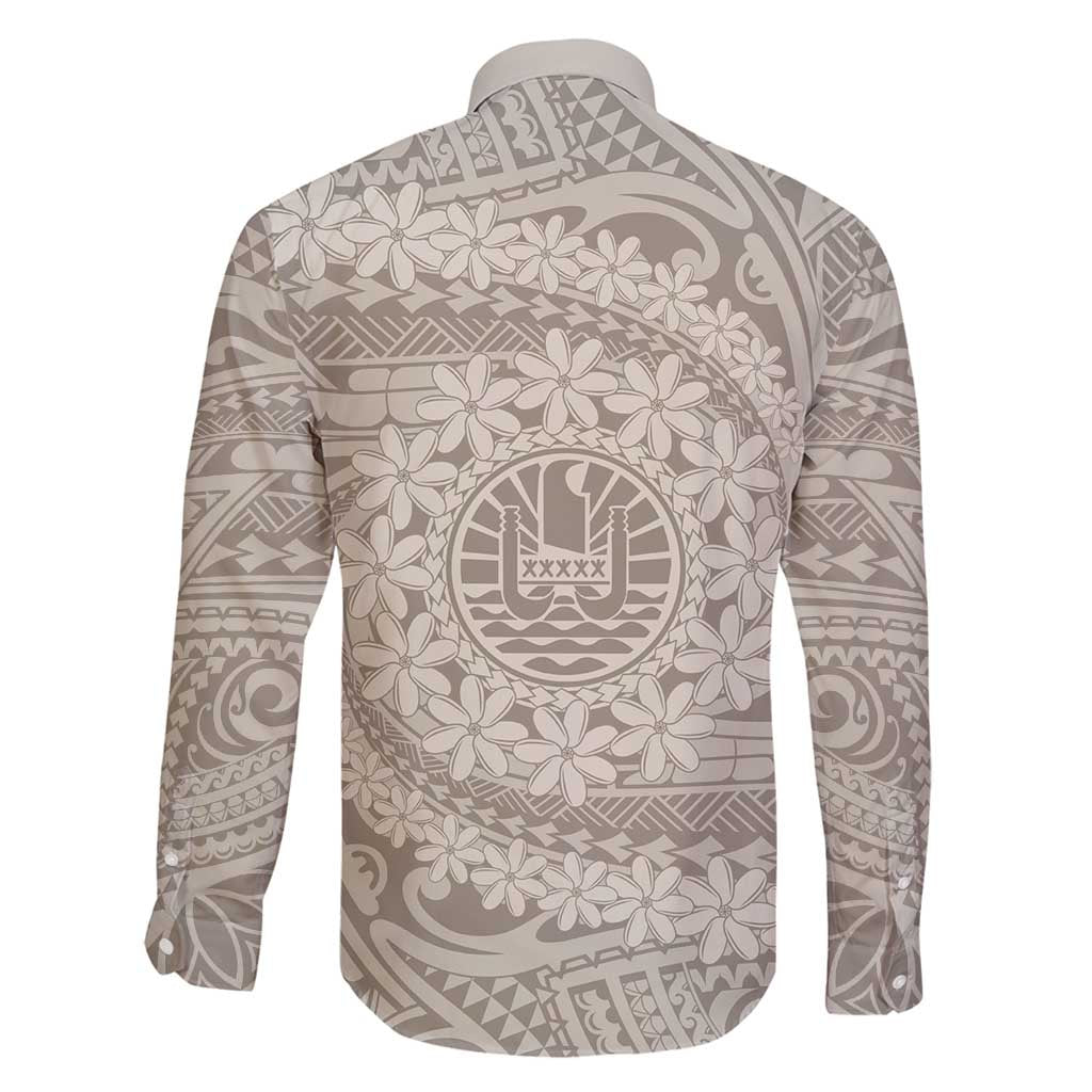 Tahitian Tiare Flower Family Matching Mermaid Dress and Hawaiian Shirt Beige Polynesian Pattern LT9 - Polynesian Pride