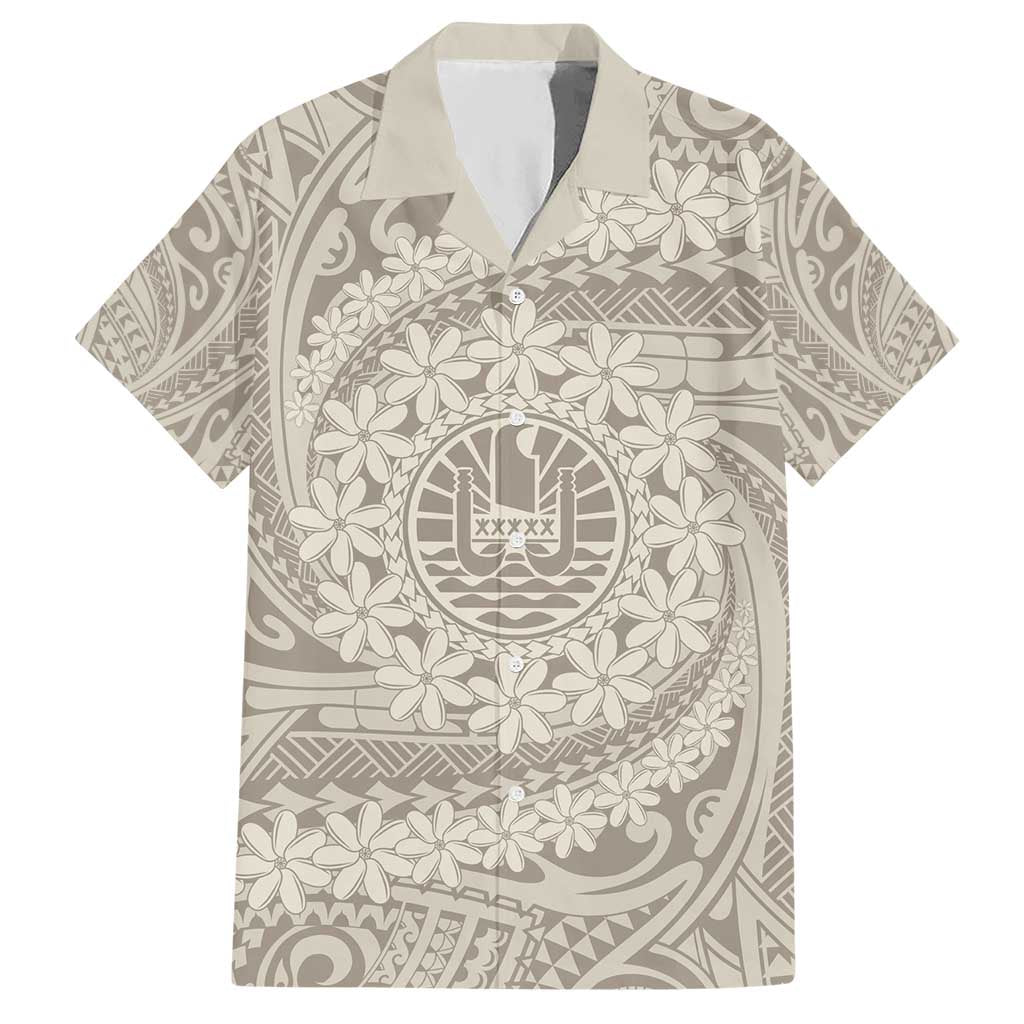 Tahitian Tiare Flower Hawaiian Shirt Beige Polynesian Pattern LT9 Beige - Polynesian Pride