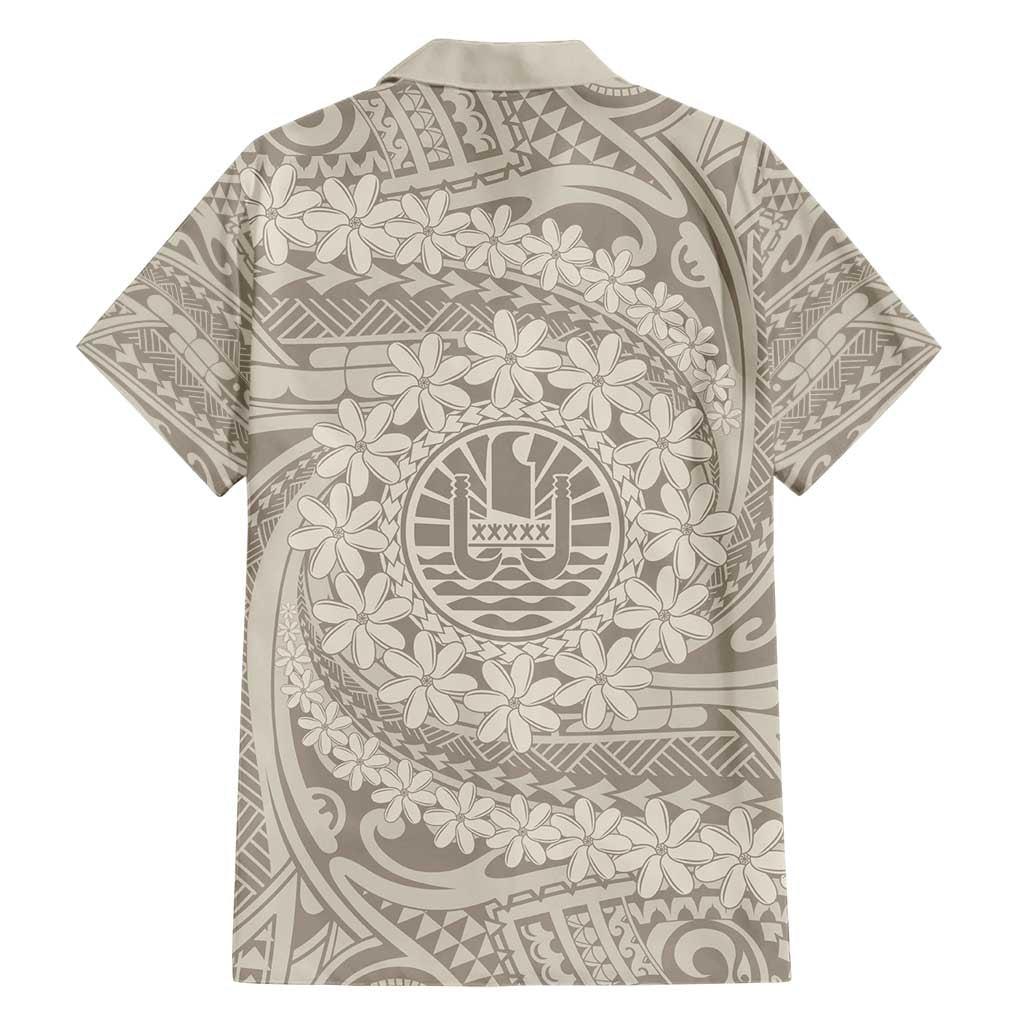 Tahitian Tiare Flower Hawaiian Shirt Beige Polynesian Pattern
