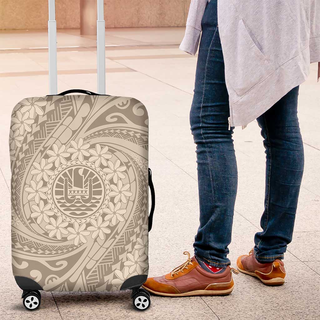 Tahitian Tiare Flower Luggage Cover Beige Polynesian Pattern LT9 Beige - Polynesian Pride