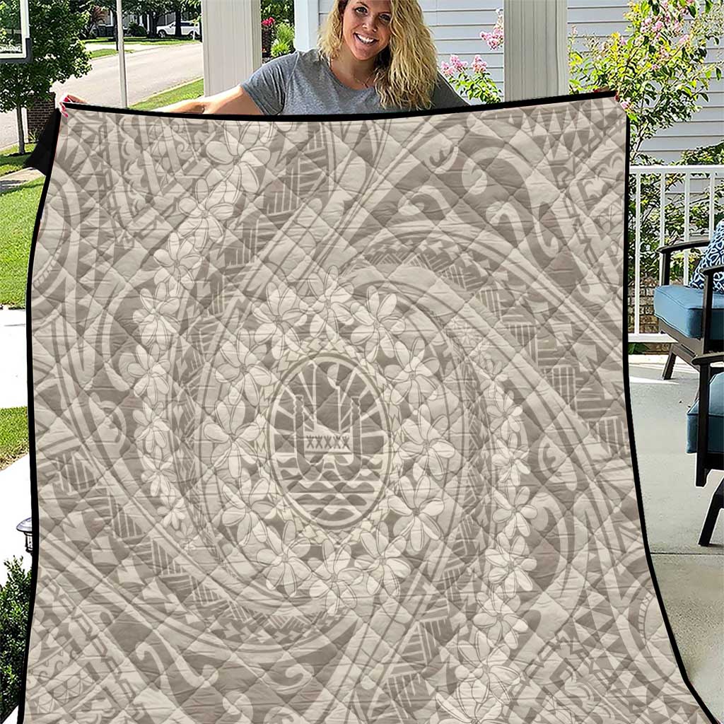 Tahitian Tiare Flower Quilt Beige Polynesian Pattern LT9 Beige - Polynesian Pride