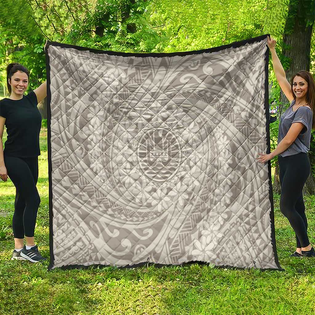 Tahitian Tiare Flower Quilt Beige Polynesian Pattern LT9 - Polynesian Pride