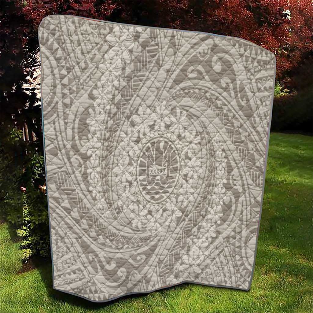 Tahitian Tiare Flower Quilt Beige Polynesian Pattern LT9 - Polynesian Pride