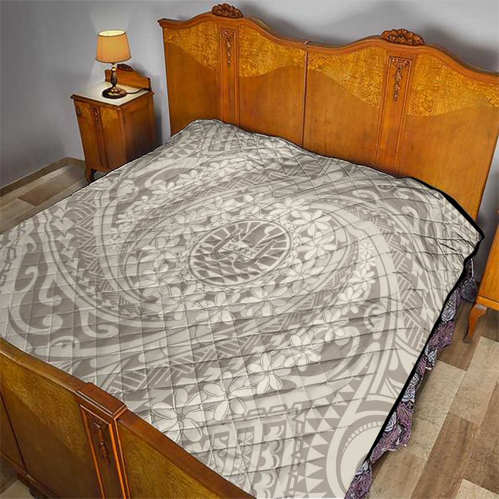 Tahitian Tiare Flower Quilt Beige Polynesian Pattern LT9 - Polynesian Pride