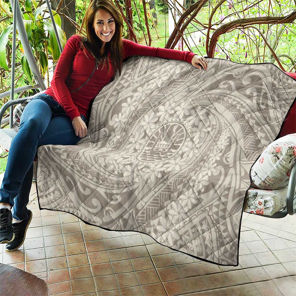 Tahitian Tiare Flower Quilt Beige Polynesian Pattern LT9 - Polynesian Pride