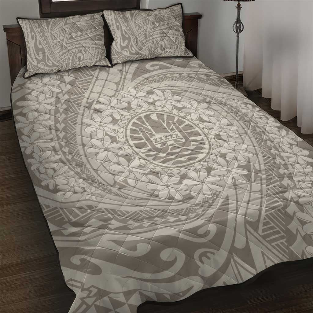 Tahitian Tiare Flower Quilt Bed Set Beige Polynesian Pattern LT9 Beige - Polynesian Pride