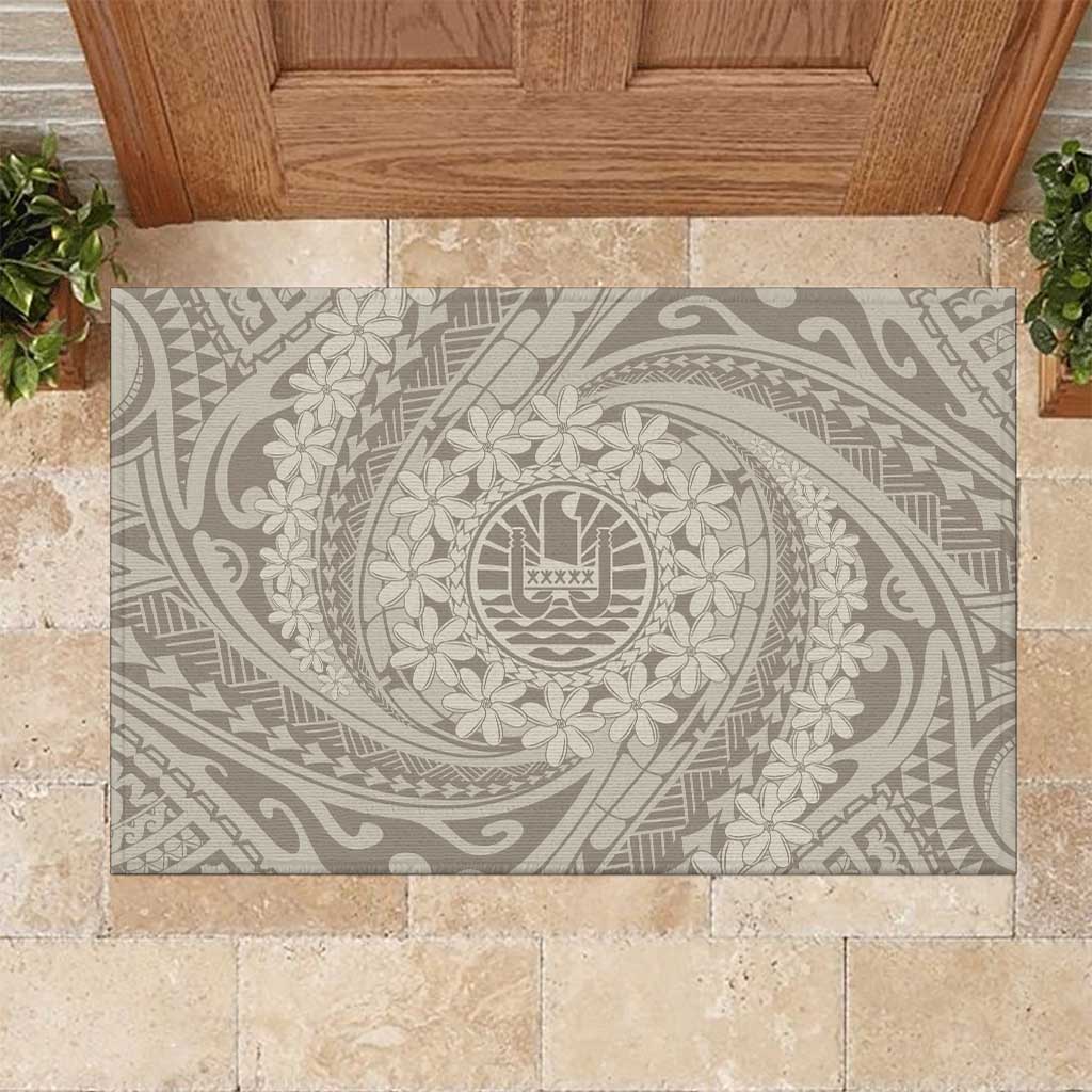 Tahitian Tiare Flower Rubber Doormat Beige Polynesian Pattern LT9 Beige - Polynesian Pride