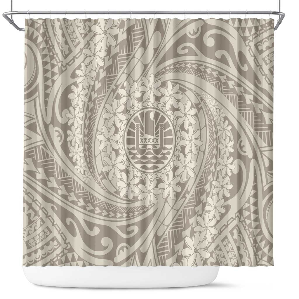 Tahitian Tiare Flower Shower Curtain Beige Polynesian Pattern LT9 Beige - Polynesian Pride