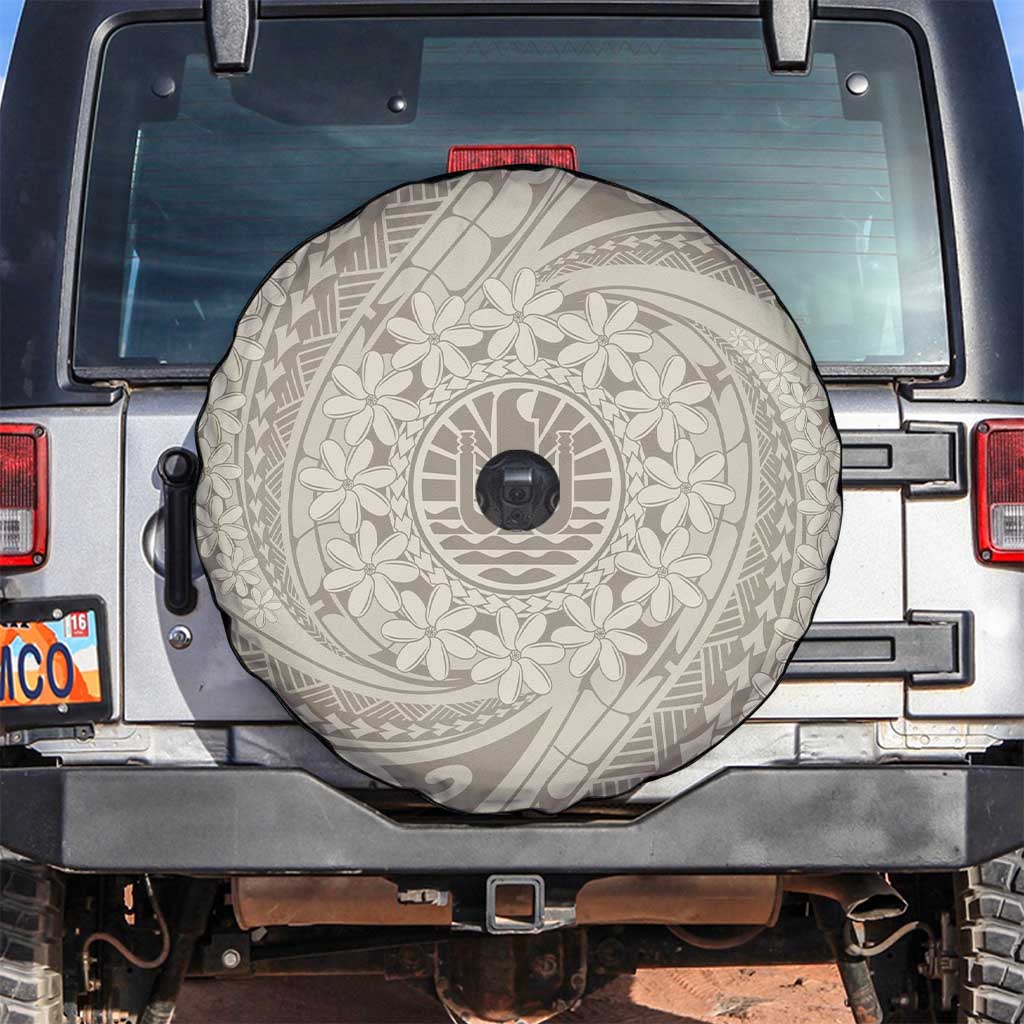 Tahitian Tiare Flower Spare Tire Cover Beige Polynesian Pattern LT9 Beige - Polynesian Pride