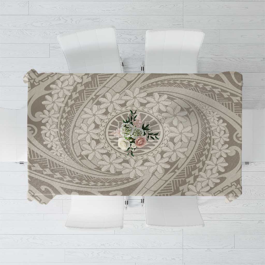 Tahitian Tiare Flower Tablecloth Beige Polynesian Pattern LT9 Beige - Polynesian Pride