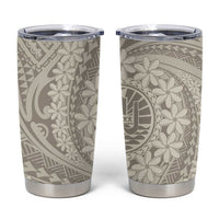 Tahitian Tiare Flower Tumbler Cup Beige Polynesian Pattern