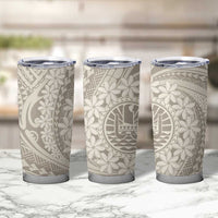 Tahitian Tiare Flower Tumbler Cup Beige Polynesian Pattern