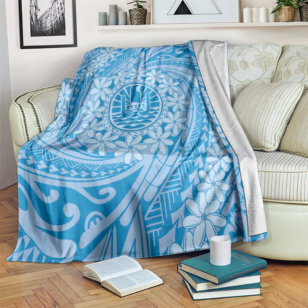 Tahitian Tiare Flower Blanket Blue Polynesian Pattern LT9 Blue - Polynesian Pride