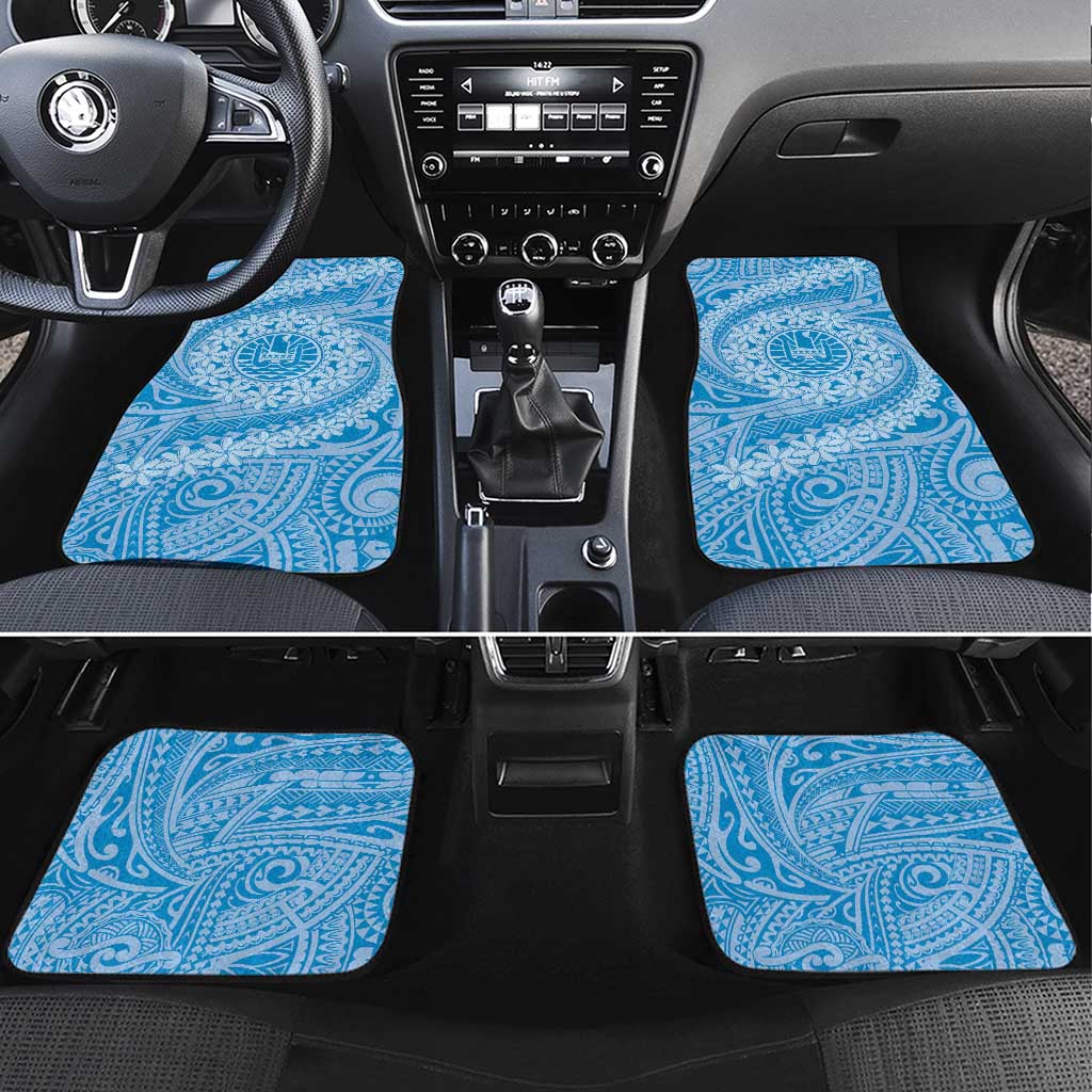 Tahitian Tiare Flower Car Mats Blue Polynesian Pattern LT9 Set 4pcs Blue - Polynesian Pride