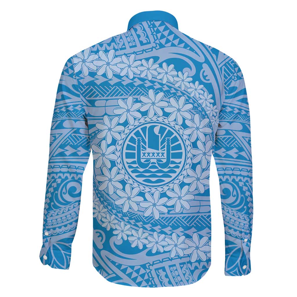 Tahitian Tiare Flower Family Matching Mermaid Dress and Hawaiian Shirt Blue Polynesian Pattern LT9 - Polynesian Pride