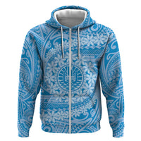 Tahitian Tiare Flower Hoodie Blue Polynesian Pattern