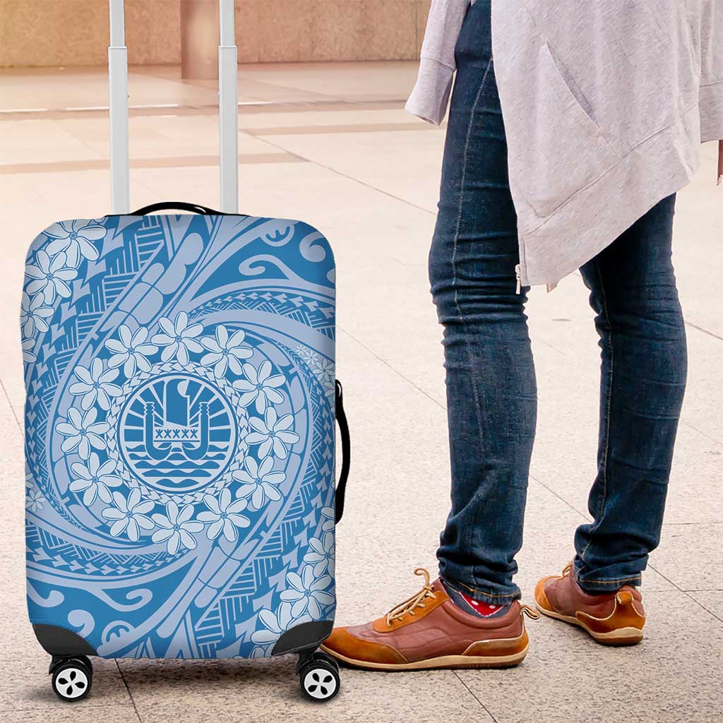 Tahitian Tiare Flower Luggage Cover Blue Polynesian Pattern LT9 Blue - Polynesian Pride