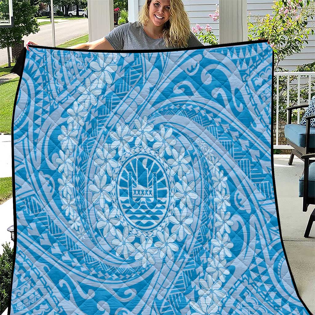 Tahitian Tiare Flower Quilt Blue Polynesian Pattern LT9 Blue - Polynesian Pride