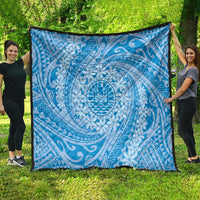 Tahitian Tiare Flower Quilt Blue Polynesian Pattern