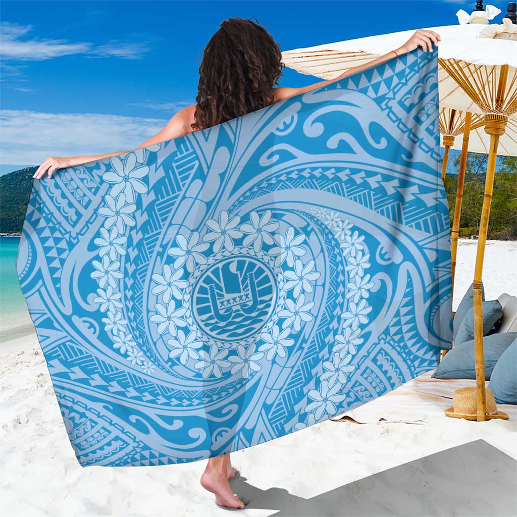 Tahitian Tiare Flower Sarong Blue Polynesian Pattern LT9 One Size 44 x 66 inches Blue - Polynesian Pride