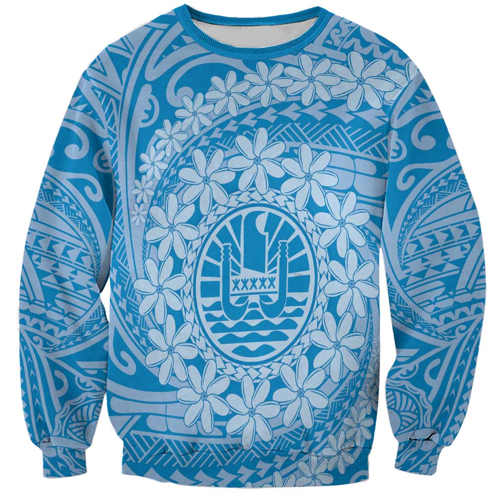 Tahitian Tiare Flower Sweatshirt Blue Polynesian Pattern LT9 Unisex Blue - Polynesian Pride