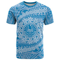 Tahitian Tiare Flower T Shirt Blue Polynesian Pattern LT9 Blue - Polynesian Pride