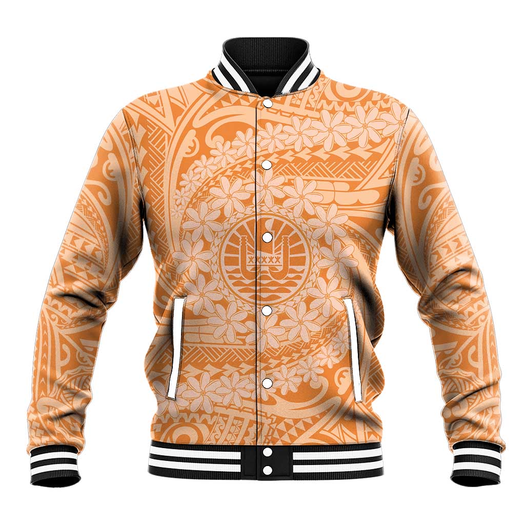 Tahitian Tiare Flower Baseball Jacket Gold Polynesian Pattern LT9 Unisex Gold - Polynesian Pride