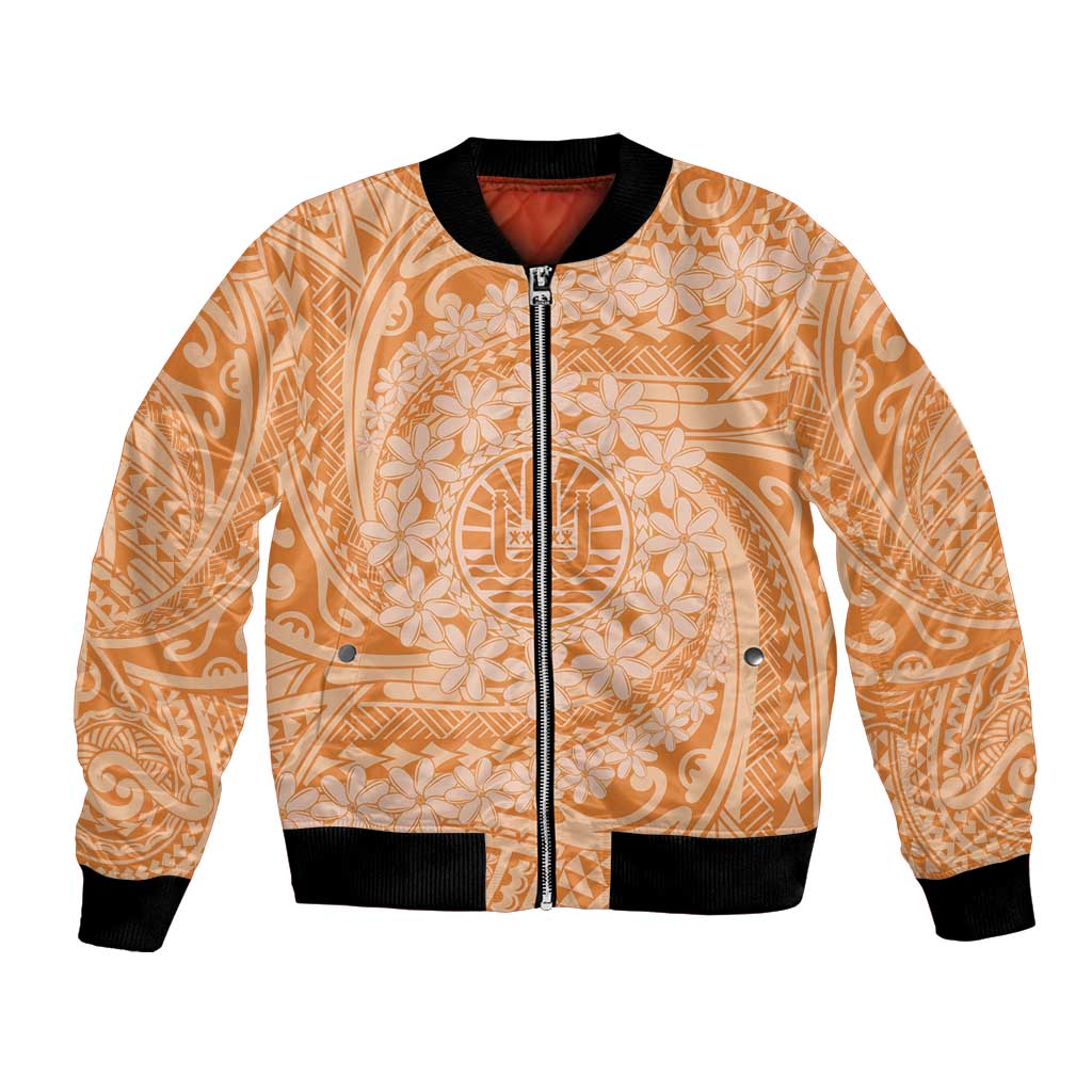 Tahitian Tiare Flower Bomber Jacket Gold Polynesian Pattern LT9 Unisex Gold - Polynesian Pride