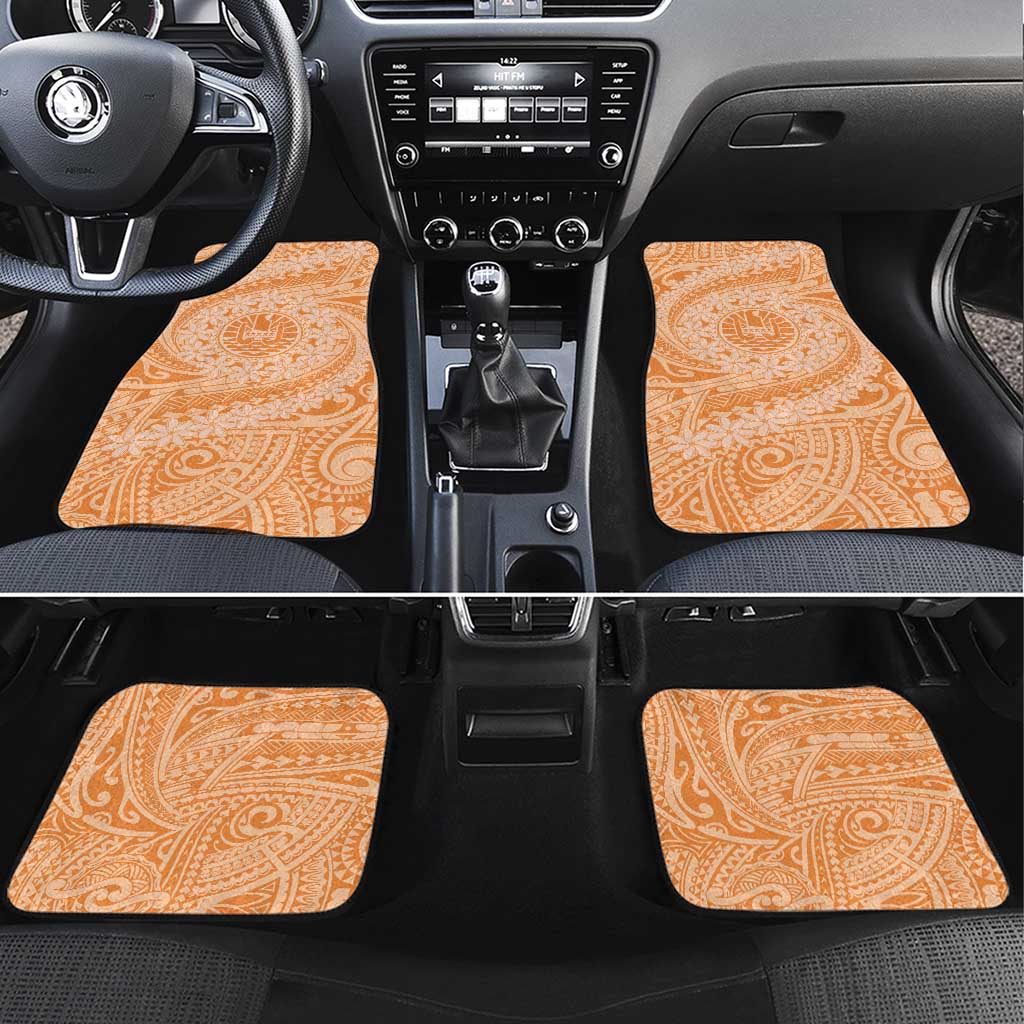 Tahitian Tiare Flower Car Mats Gold Polynesian Pattern LT9 Set 4pcs Gold - Polynesian Pride