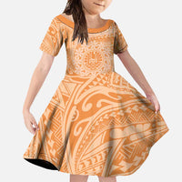 Tahitian Tiare Flower Family Matching Mermaid Dress and Hawaiian Shirt Gold Polynesian Pattern LT9 Daughter's Dress Gold - Polynesian Pride