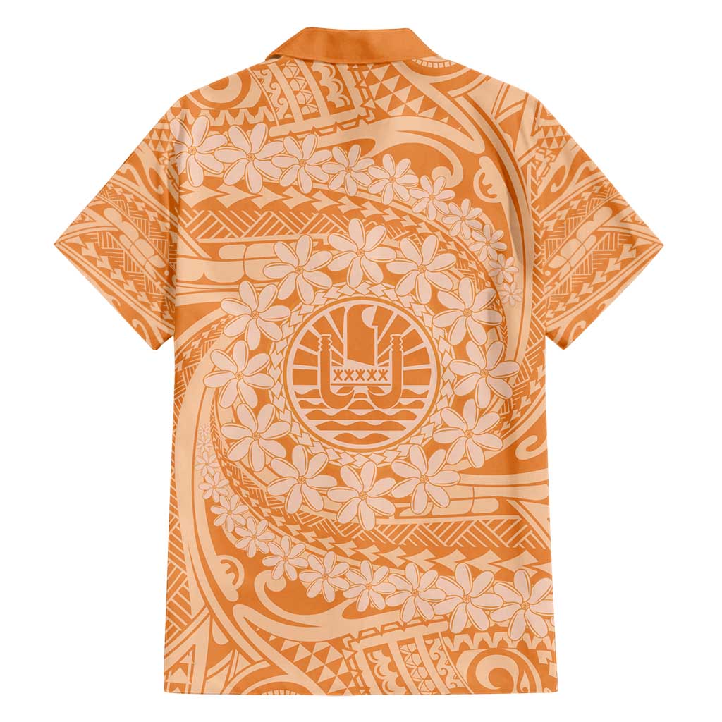 Tahitian Tiare Flower Family Matching Off Shoulder Maxi Dress and Hawaiian Shirt Gold Polynesian Pattern