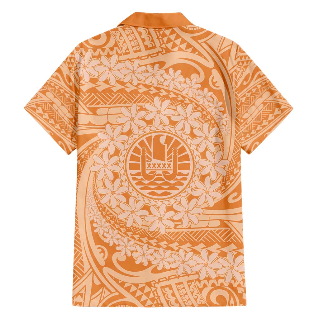 Tahitian Tiare Flower Family Matching Short Sleeve Bodycon Dress and Hawaiian Shirt Gold Polynesian Pattern
