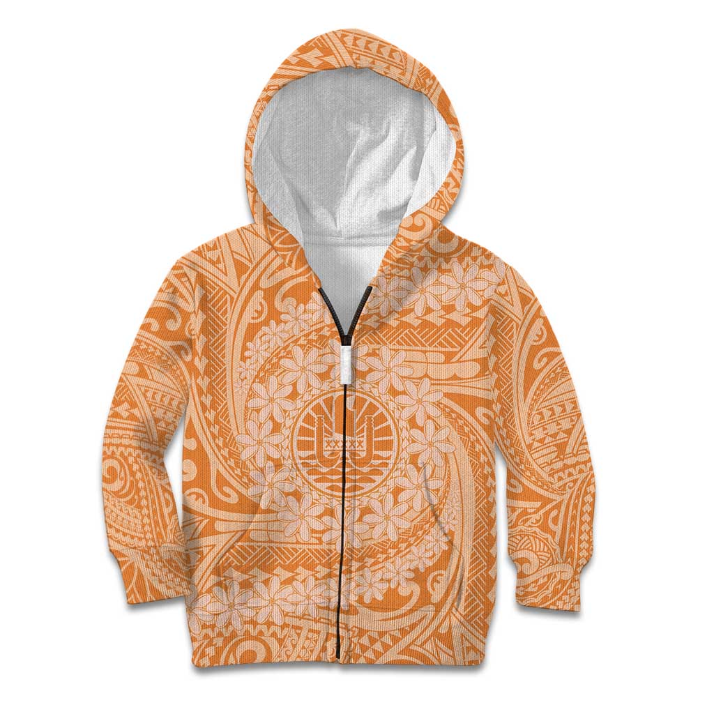 Tahitian Tiare Flower Kid Hoodie Gold Polynesian Pattern