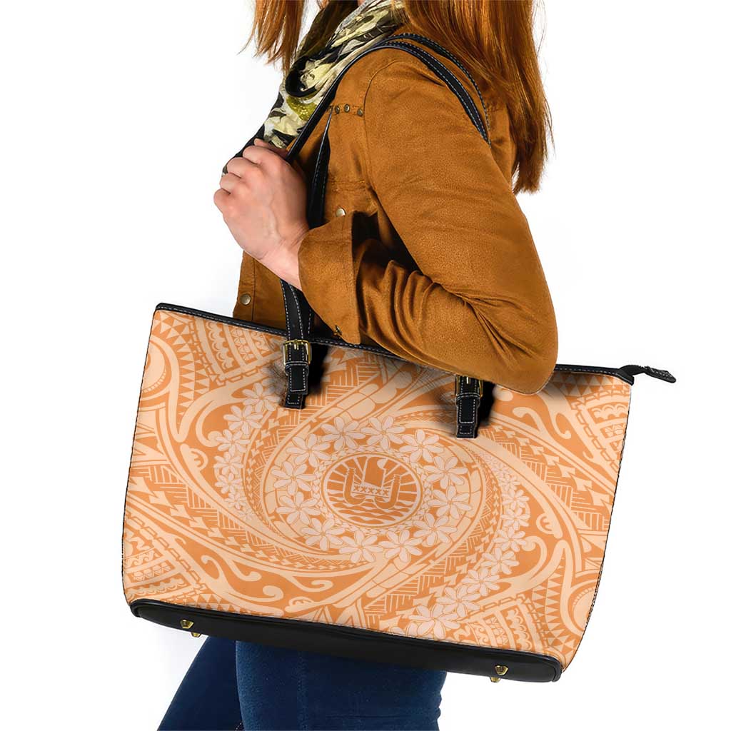 Tahitian Tiare Flower Leather Tote Bag Gold Polynesian Pattern LT9 Gold - Polynesian Pride