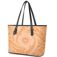 Tahitian Tiare Flower Leather Tote Bag Gold Polynesian Pattern