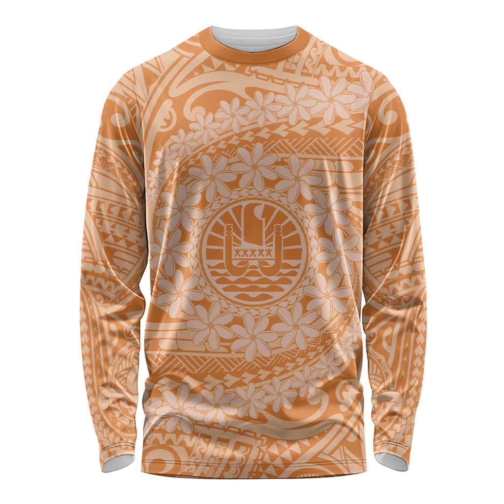 Tahitian Tiare Flower Long Sleeve Shirt Gold Polynesian Pattern LT9 Unisex Gold - Polynesian Pride
