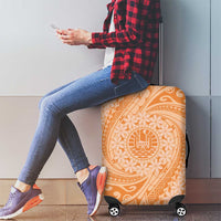Tahitian Tiare Flower Luggage Cover Gold Polynesian Pattern LT9 - Polynesian Pride