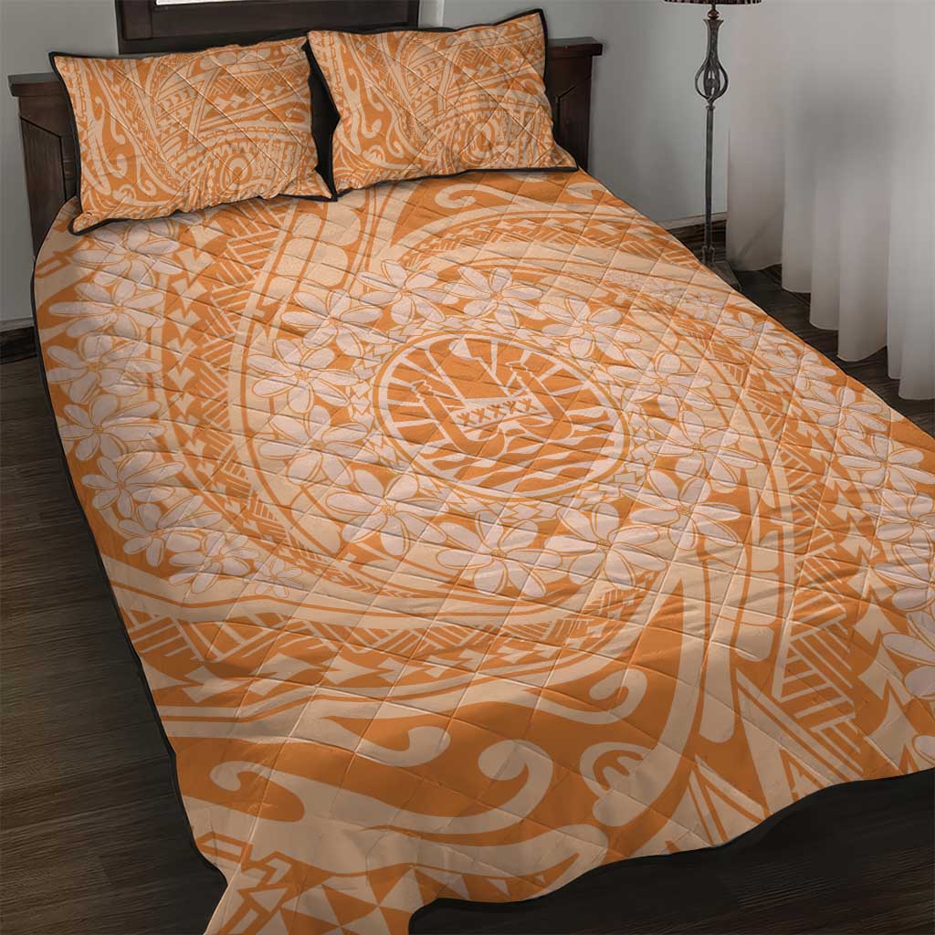 Tahitian Tiare Flower Quilt Bed Set Gold Polynesian Pattern LT9 Gold - Polynesian Pride