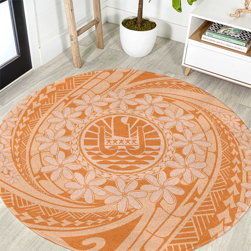 Tahitian Tiare Flower Round Carpet Gold Polynesian Pattern LT9 Gold - Polynesian Pride