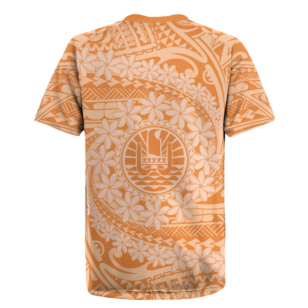 Tahitian Tiare Flower Rugby Jersey Gold Polynesian Pattern