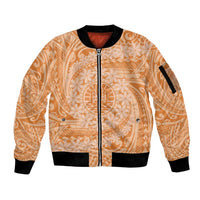 Tahitian Tiare Flower Sleeve Zip Bomber Jacket Gold Polynesian Pattern LT9 Unisex Gold - Polynesian Pride