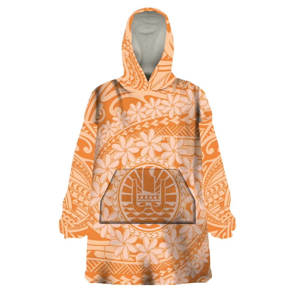 Tahitian Tiare Flower Wearable Blanket Hoodie Gold Polynesian Pattern LT9 One Size Gold - Polynesian Pride